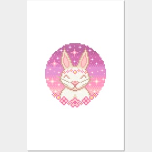 Kawaii bunny pixel art Posters and Art